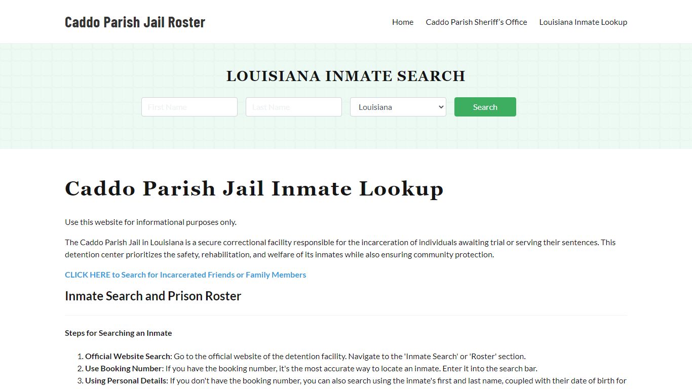 Caddo Parish Jail Roster Lookup, LA, Inmate Search